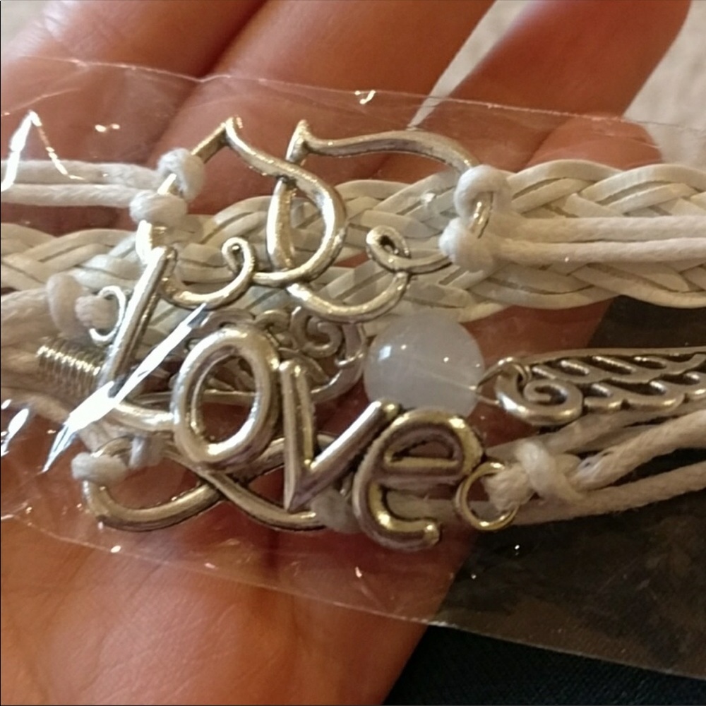 White Leather Infinity Bracelet